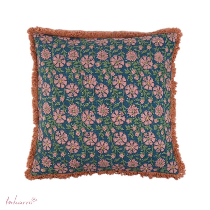 Decorative Cushion Imbarro - Floral Print - Blue