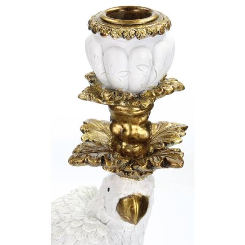 Candle Holder With White Bird - ↑ 40 Cm