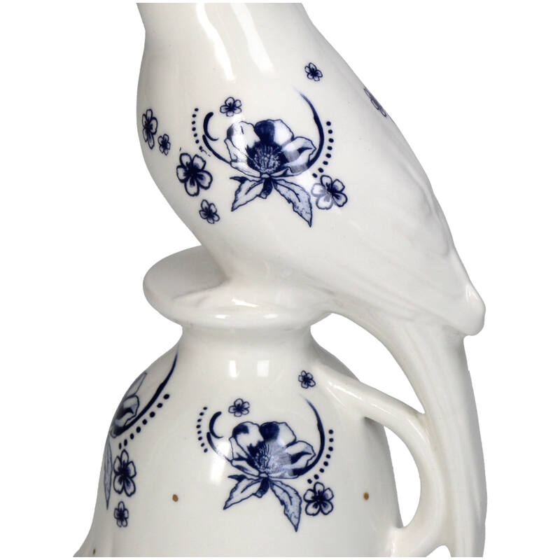 Candle Holder - Bird Porcelain - Delfts Blue ↑ 21 Cm