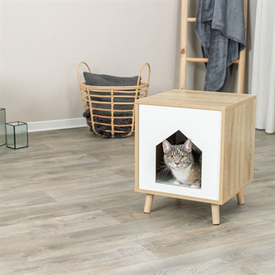 Trixie Kattenmand Huis Isa Houtlook Lichtbruin / Wit