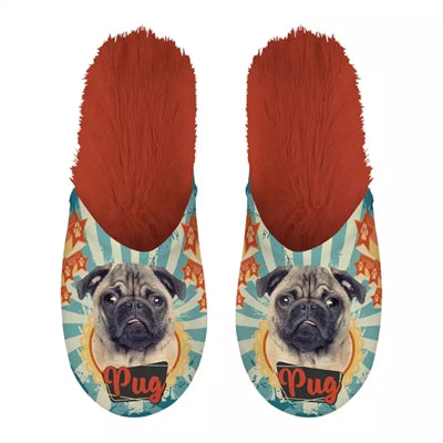 Merkloos Pantoffel Pug Mopshond Oranje